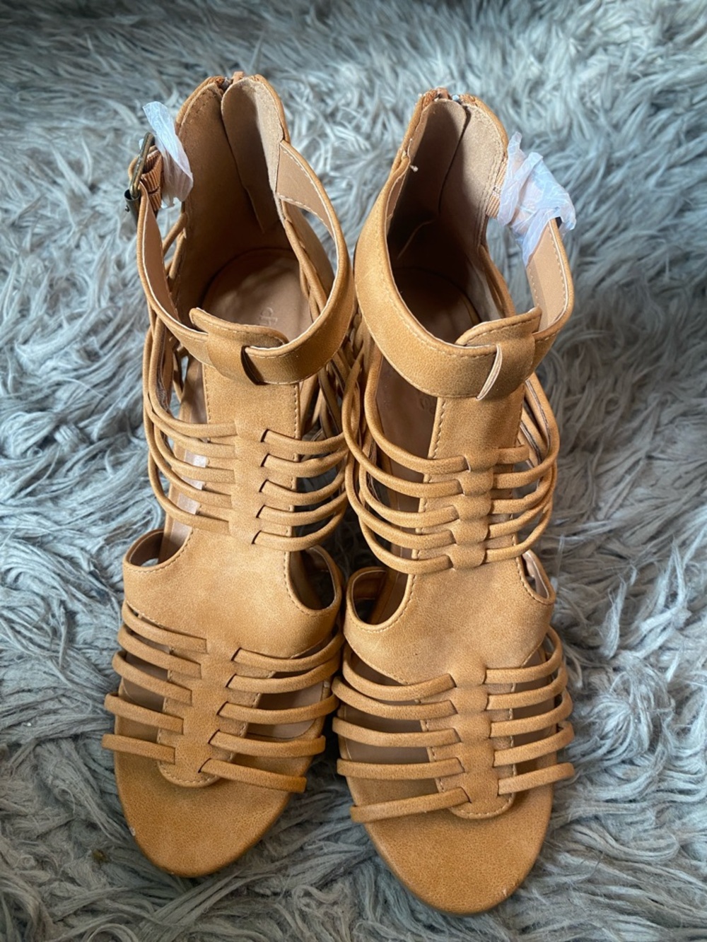 Tan Strappy Suede Heeled Sandals